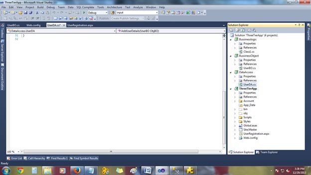 Create New Class UserDA
